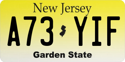 NJ license plate A73YIF