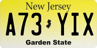 NJ license plate A73YIX