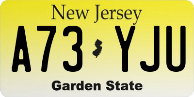 NJ license plate A73YJU