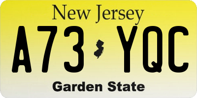 NJ license plate A73YQC