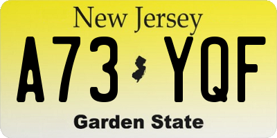 NJ license plate A73YQF