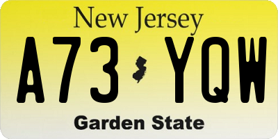 NJ license plate A73YQW