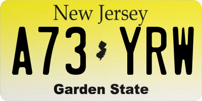 NJ license plate A73YRW