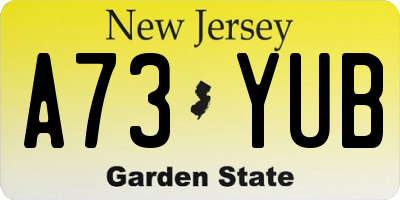 NJ license plate A73YUB