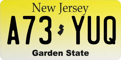 NJ license plate A73YUQ