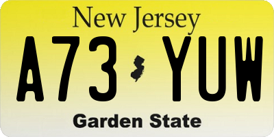 NJ license plate A73YUW