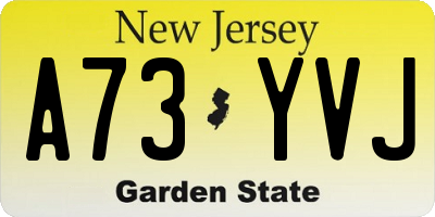 NJ license plate A73YVJ