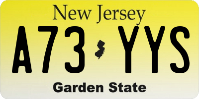 NJ license plate A73YYS