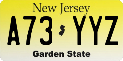 NJ license plate A73YYZ
