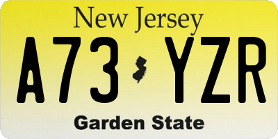 NJ license plate A73YZR