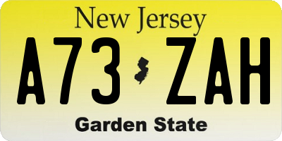 NJ license plate A73ZAH