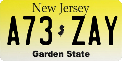 NJ license plate A73ZAY
