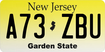 NJ license plate A73ZBU