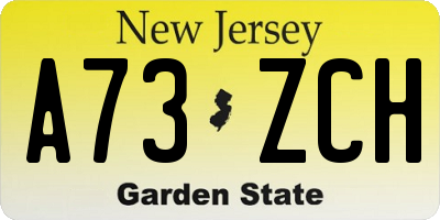 NJ license plate A73ZCH