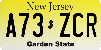 NJ license plate A73ZCR