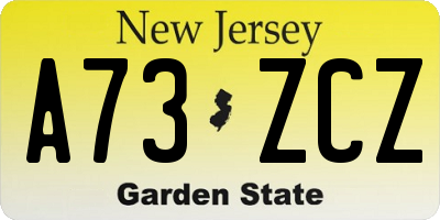 NJ license plate A73ZCZ