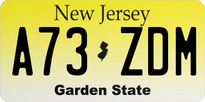 NJ license plate A73ZDM