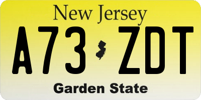 NJ license plate A73ZDT