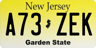 NJ license plate A73ZEK