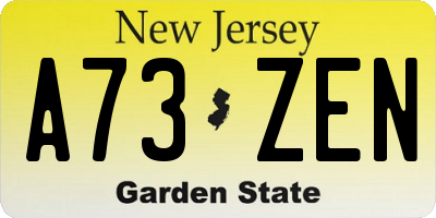 NJ license plate A73ZEN