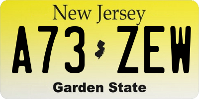 NJ license plate A73ZEW