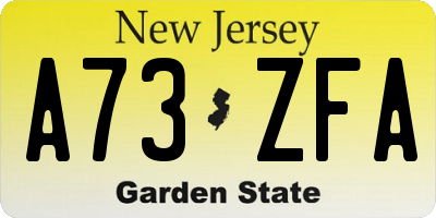 NJ license plate A73ZFA