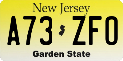 NJ license plate A73ZFO