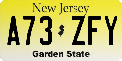 NJ license plate A73ZFY