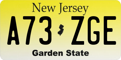 NJ license plate A73ZGE