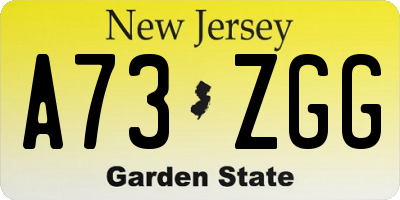NJ license plate A73ZGG