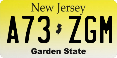 NJ license plate A73ZGM