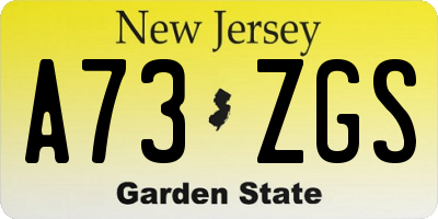 NJ license plate A73ZGS