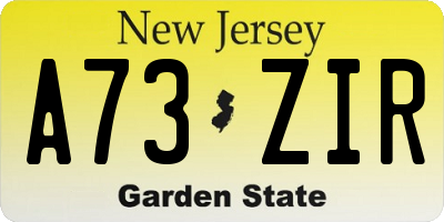 NJ license plate A73ZIR