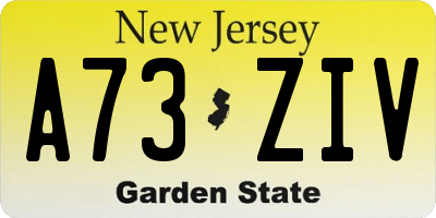 NJ license plate A73ZIV