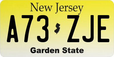 NJ license plate A73ZJE