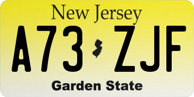 NJ license plate A73ZJF