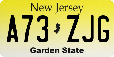 NJ license plate A73ZJG