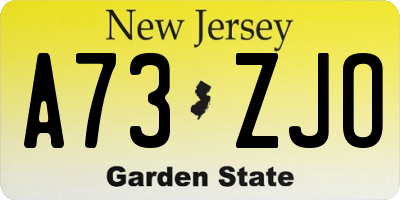 NJ license plate A73ZJO