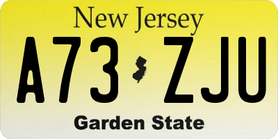 NJ license plate A73ZJU