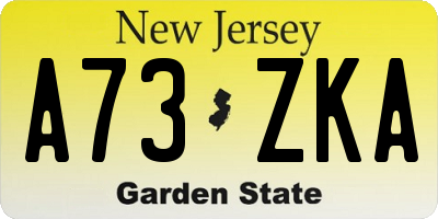 NJ license plate A73ZKA
