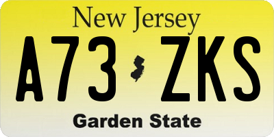 NJ license plate A73ZKS