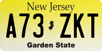 NJ license plate A73ZKT