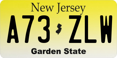 NJ license plate A73ZLW