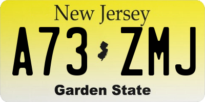 NJ license plate A73ZMJ