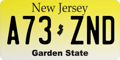 NJ license plate A73ZND