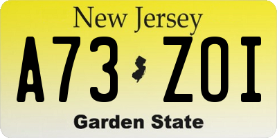 NJ license plate A73ZOI