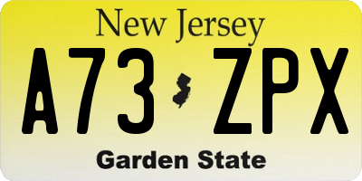 NJ license plate A73ZPX