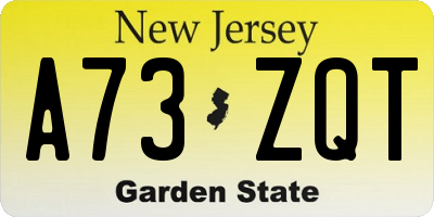 NJ license plate A73ZQT