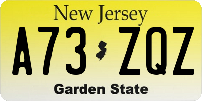 NJ license plate A73ZQZ