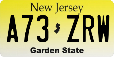 NJ license plate A73ZRW